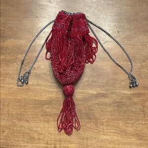 1920’s flapper red glass beaded purse
